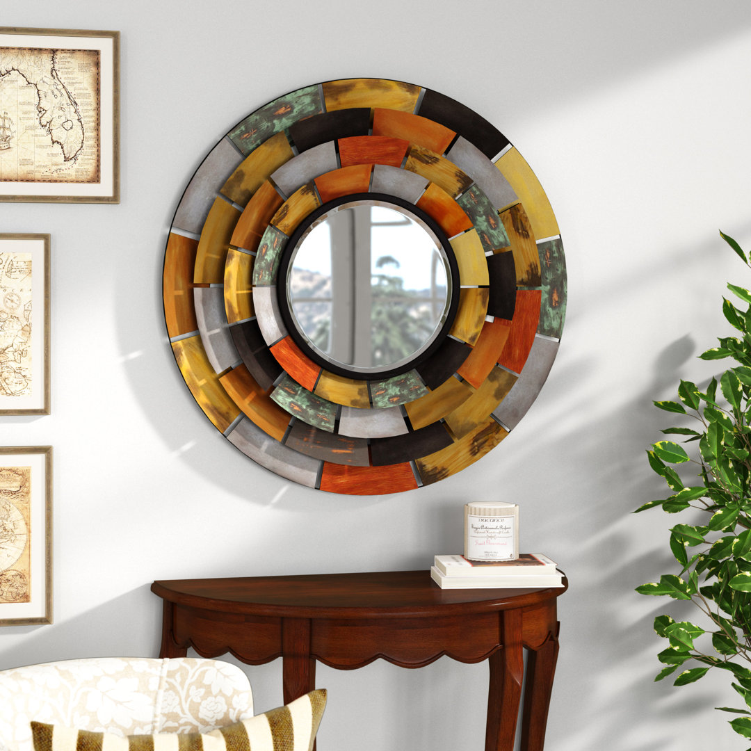 Round Galvanized Metallic Wall Mirror Latitude Run®