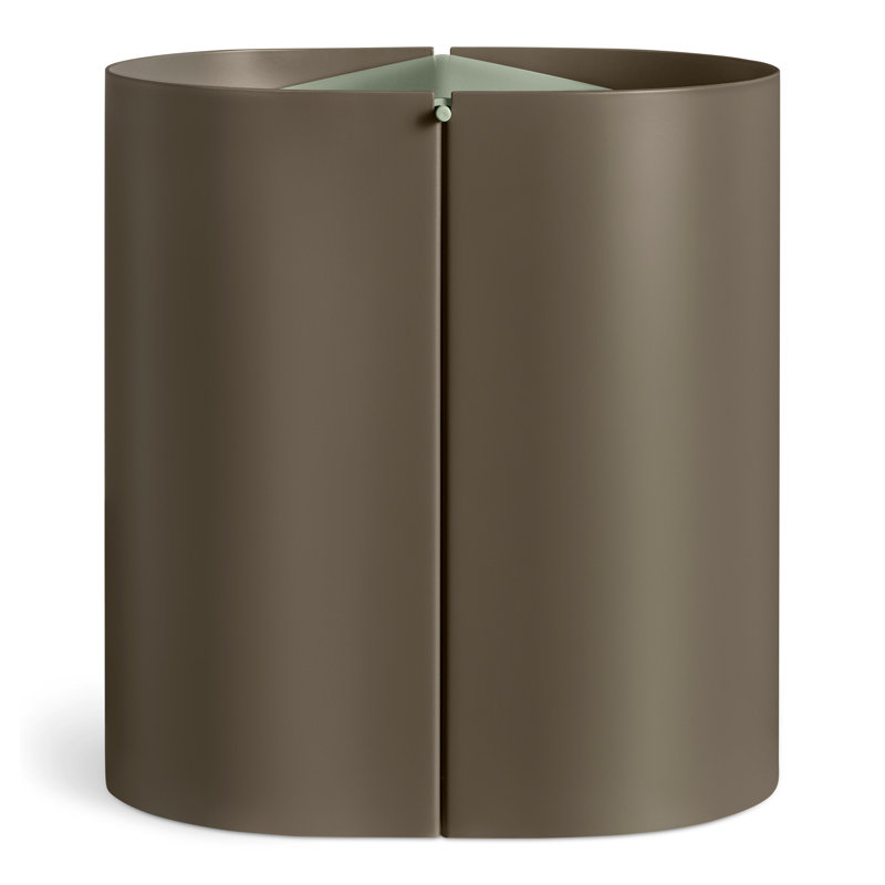 Dark Olive Metal Swing-Top Wastebasket