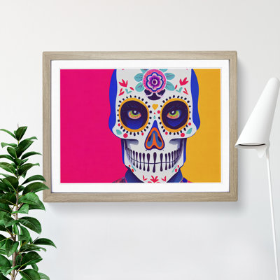 Cosmopolitan Floral Sugar Skull - Framed Print