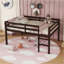 Full Rubber Wood Loft Bed With Ladder,Espresso