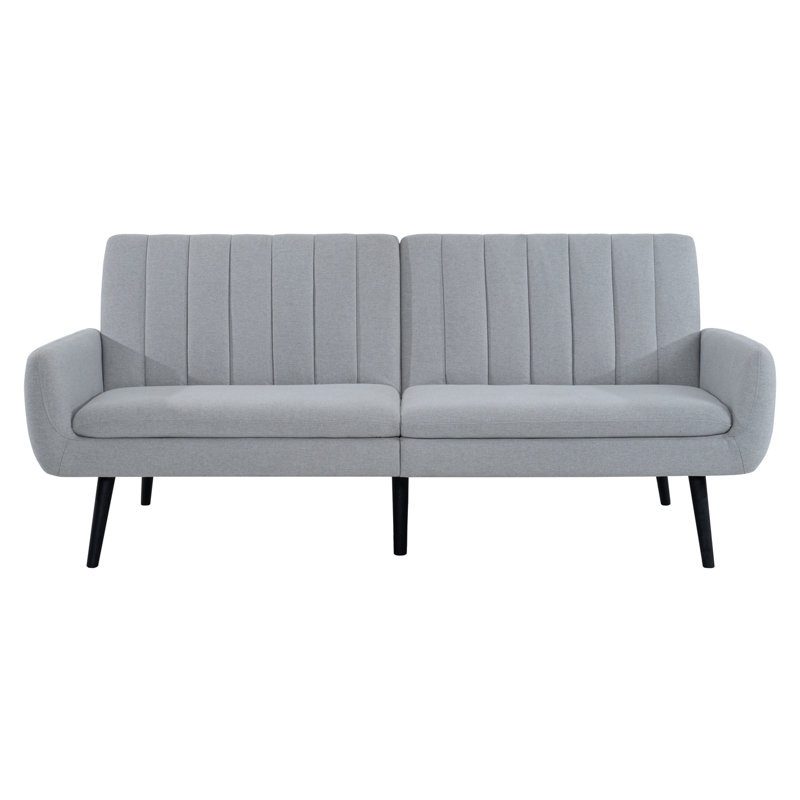 33.85" Modern Futon Sofa Bed, Convertible Sofa Futon, Split Back Linen Sleeper Couch, Light Gray Linen