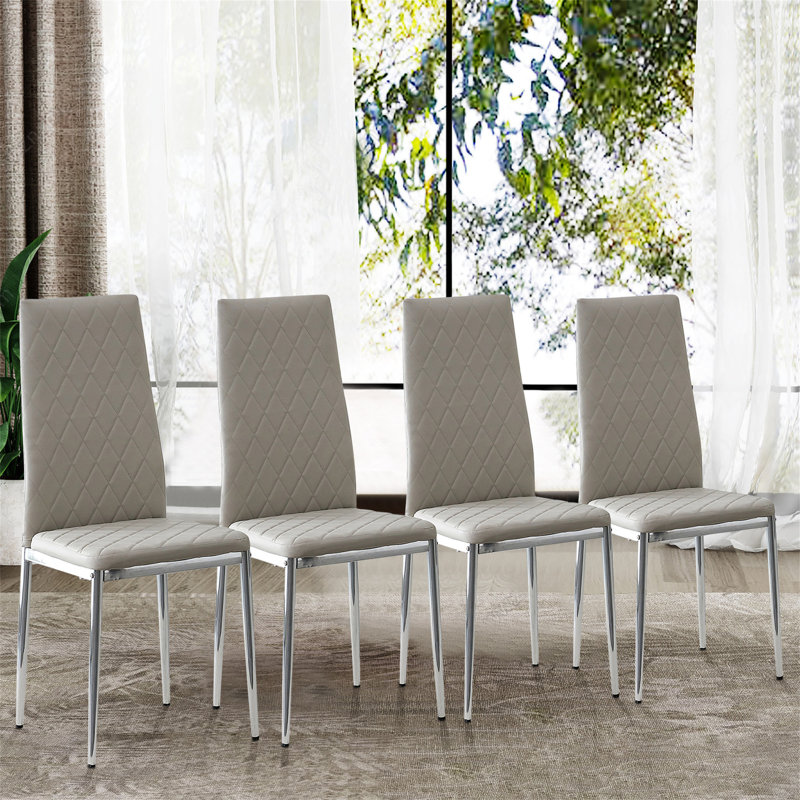 Bernovich PU Upholstered Metal Side Chair, Gray