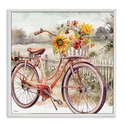 Art automnal encadré à bicyclette par Nicole DeCamp