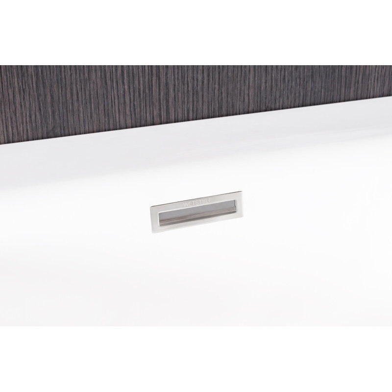 Cube 60" Right Centered Vessel Sink Top, High Gloss White, Single, Polished Chrome