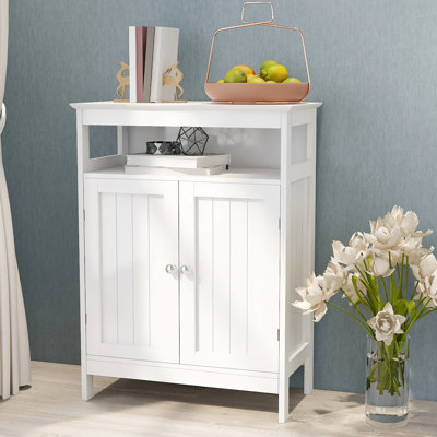 Bathroom Standing Cabinet - White, Double Shutter Doors, Strong , Smooth Painting, Copious Storage, Simple Assembly White Storage Unit With Shutters, Finish, Spacious Easy Guidance