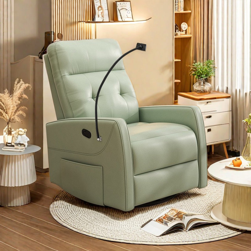 Fauteuil inclinable pivotant en faux cuir Tibold, Vert clair