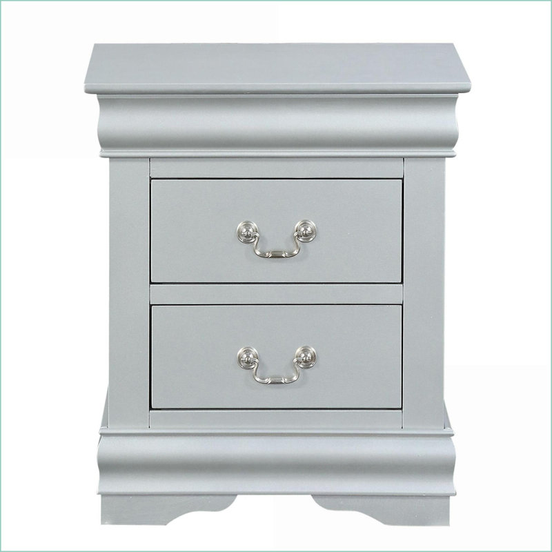 Table de chevet 2 tiroirs Platinum Classic, Argent argent