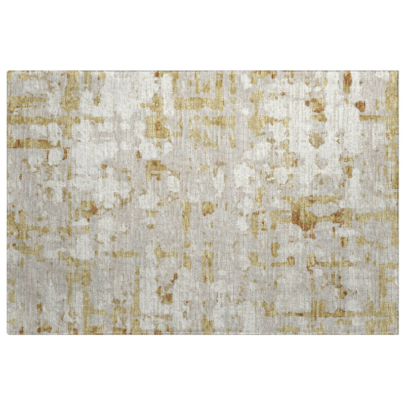 Tapis à motif écossais de qualité supérieure lavable à la machine ADS76, Caramel, 2 pi 6 po x 3 pi 10 po