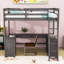 Lit mezzanine 2 tiroirs avec bureau en U, tablettes, armoire et garde-corps-204018822-204018820