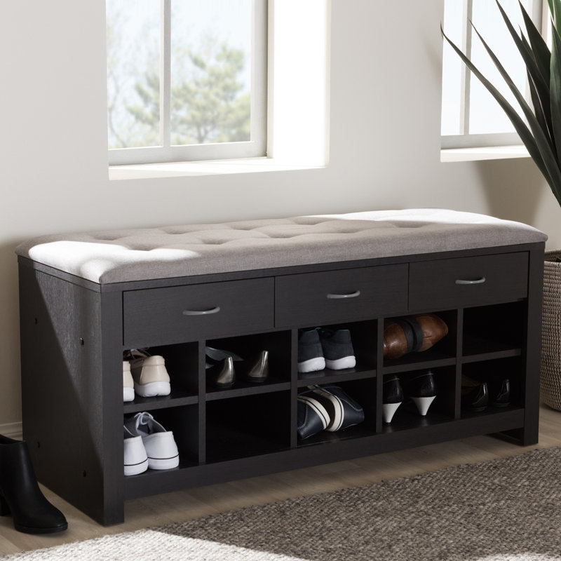 Armoire de rangement pour chaussures 10 paires avec 3 tiroirs en brun, H 20,03 po x l 41,84 po x P 15,63 po
