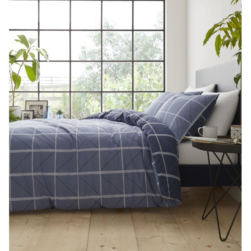 Geometric Grid Duvet Cover Set, Double Duvet Cover + 2 Standard Pillowcases