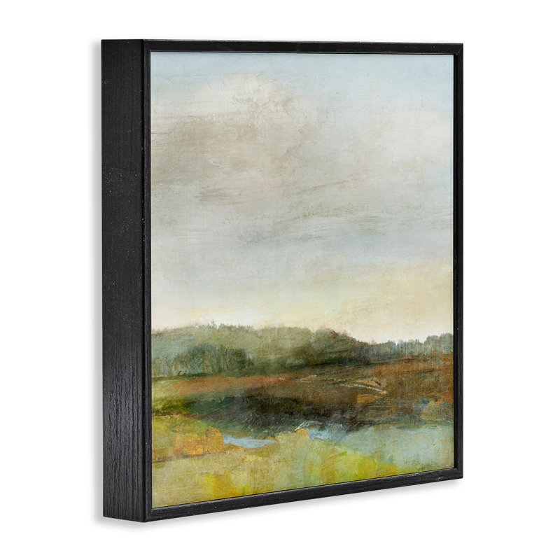 «Warm Summer Meadow Hills», art de la giclée encadrée par Suzanne Nicoll, H 12 po x l 12 po, Giclée encadrée noir minuit