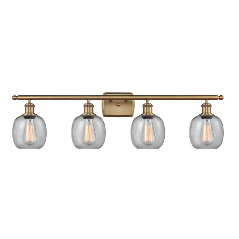 Éclairage de salle de bain à intensité variable 4 lumières Carlucci, Grainé, Ampoule incandescente rétro de 60 watts