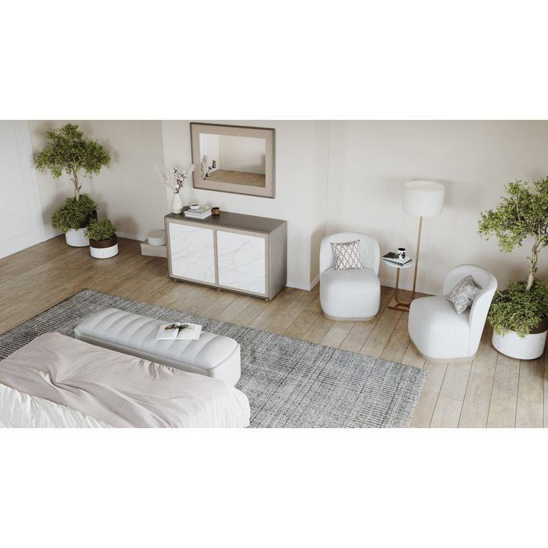 Tera Side Chair, Plush Snow 100% Polyester, Champagne