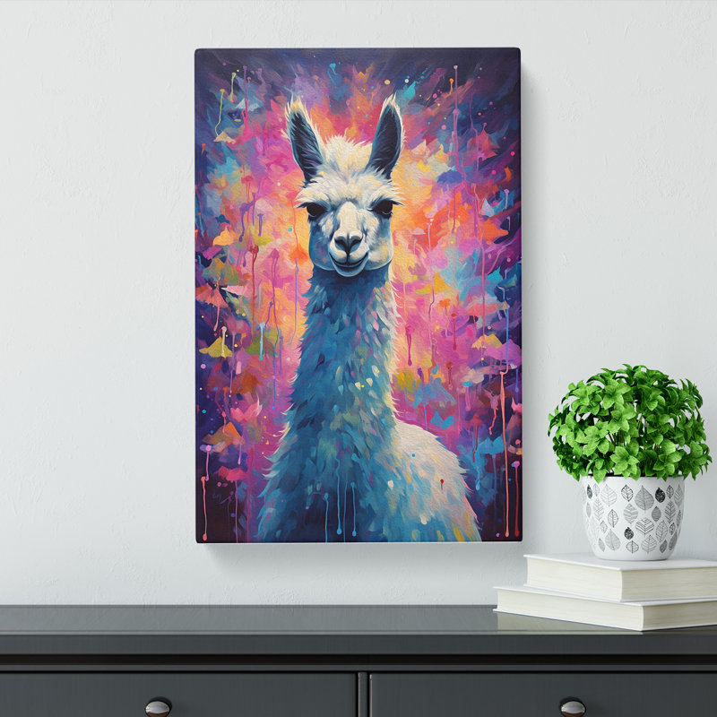 Llama Impressionism - Wrapped Canvas, 76cm H x 50cm W x 3cm D