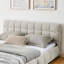 Grand lit tapissier avec tiroirs de rangement sous le lit-1603839456