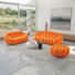 Kayi 3 - Piece Upholstered Pumpkin-shaped Compression Living Room Set With Ottoman(5 Seat), No Assembly Required