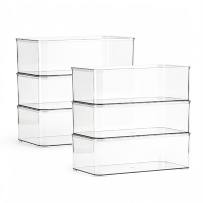  Clear PET Storage Boxes, 6 Pack