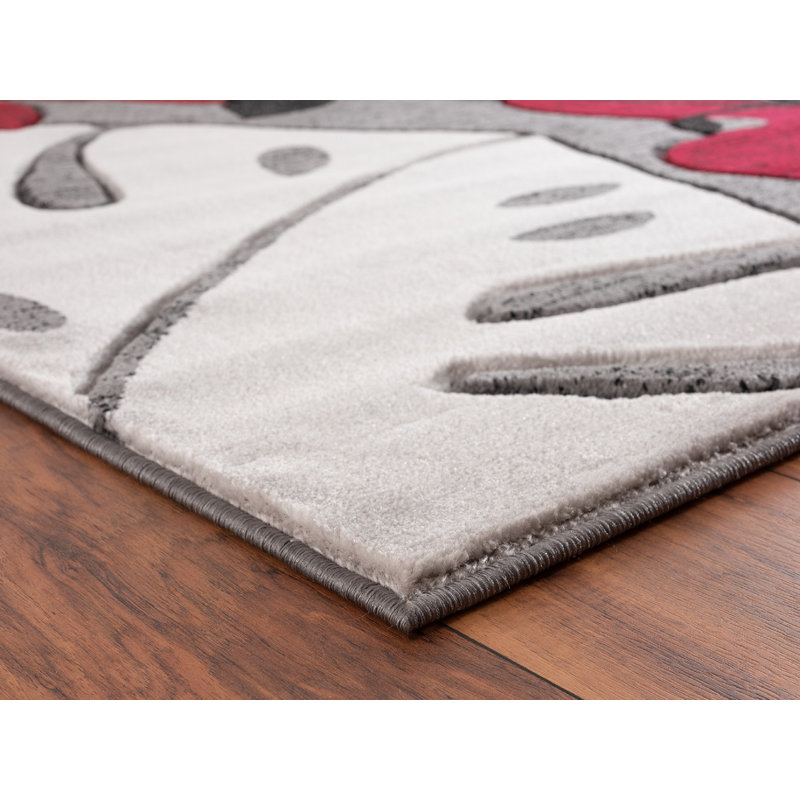 Tapis gris / rouge Shaver, Rectangle 9 pi 6 po x 13 pi 10 po