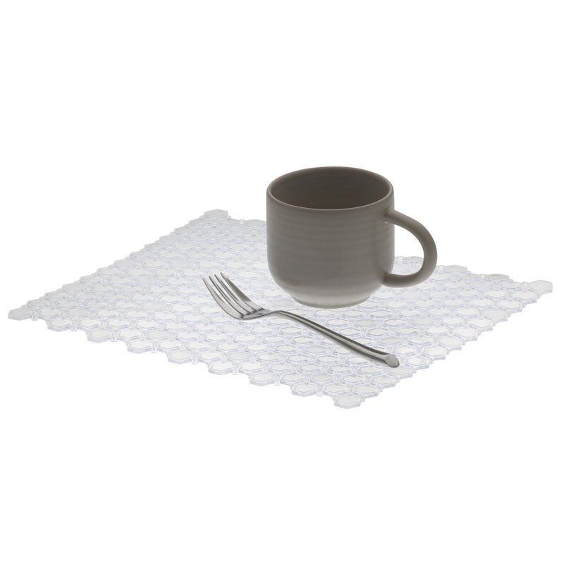 Plateau de drainage en plastique anti-dérapant HEXA, Transparent, H 0,13 po x l 12,99 po X P 11,22 po