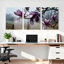 Ensemble de 3 tableaux sur toile représentant des fleurs de magnolia violettes sous la pluie, pour la décoration du salon et de la chambre à coucher.