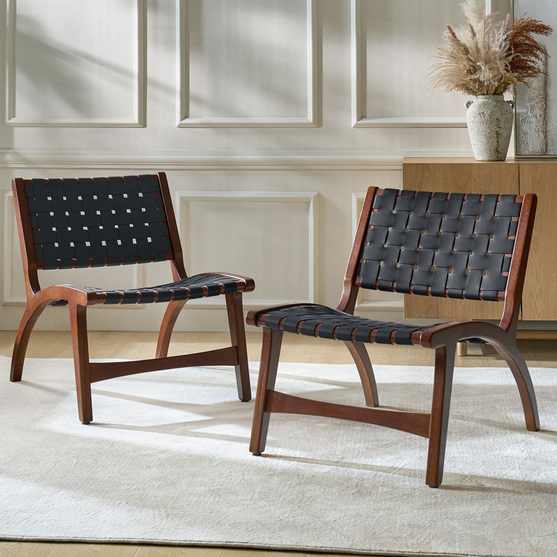 Allegheny Faux Leather Accent Chair, Black Faux Leather