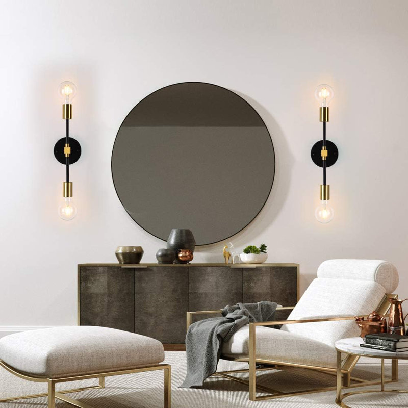 Applique murale moderne 2 lumières, luminaire de salle de bain noir mat minimaliste, applique murale industrielle Mid-Century pour la décoration intérieure