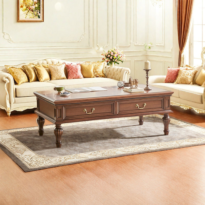 Table basse en bois massif avec rangement