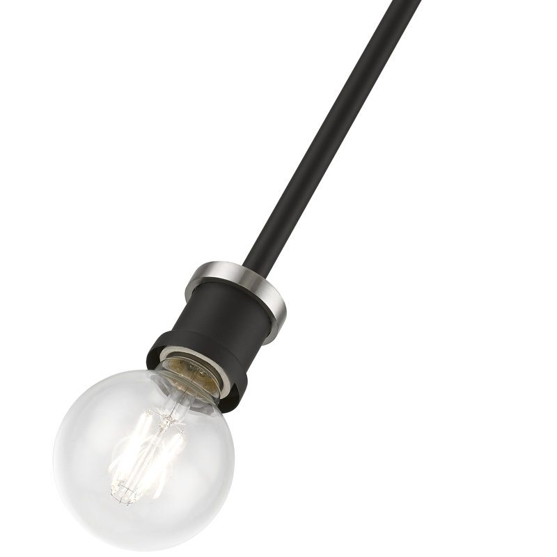 Luminaire suspendu sphérique 1 lumière Grogan, Noir / nickel brossé