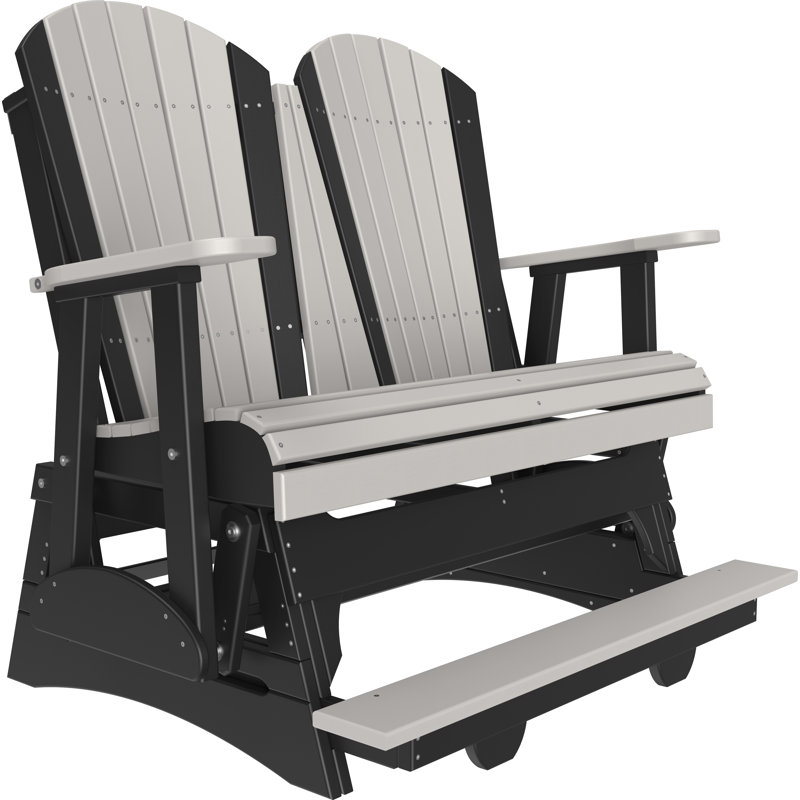 Banc d'extérieur coulissant en polywood, Gris foncé / noir