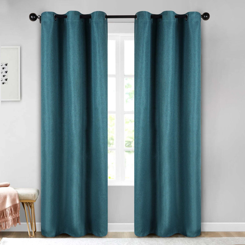 Polyester Thermal Insulated Room Darkening Curtain Panels, 42" W x 84" L, Deep Sea