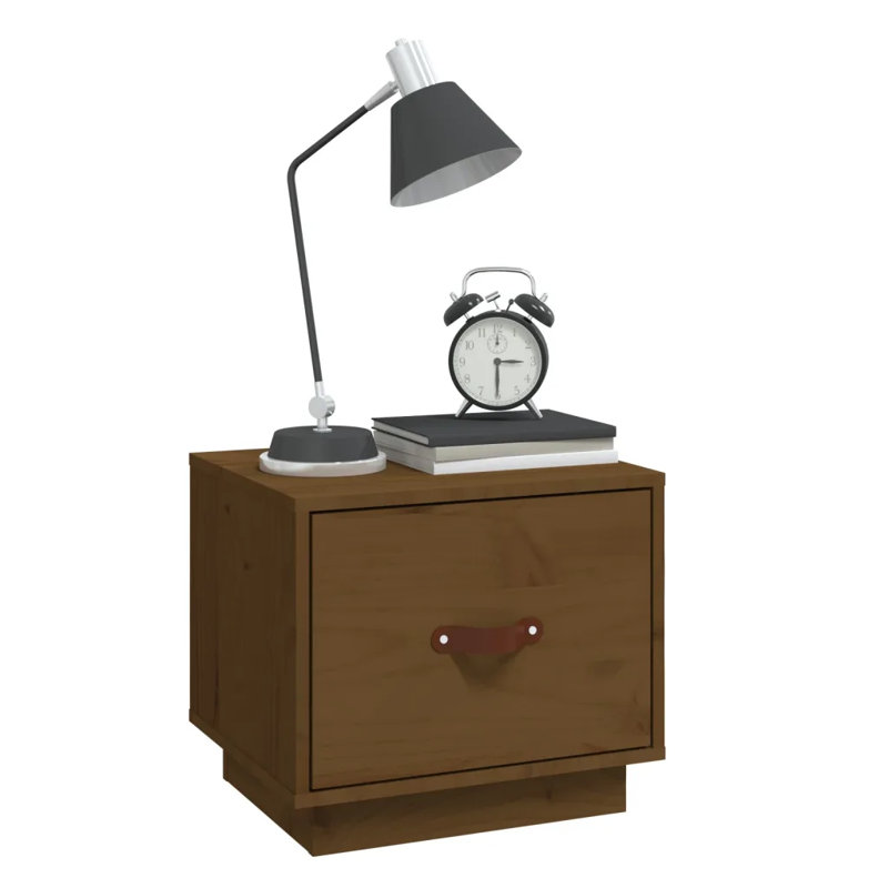 40cm W Solid Wood Bedside Table, Honey Brown, Individual