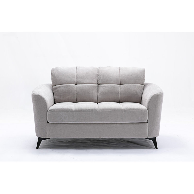 Causeuse moderne avec coussin touffeté, Gris clair