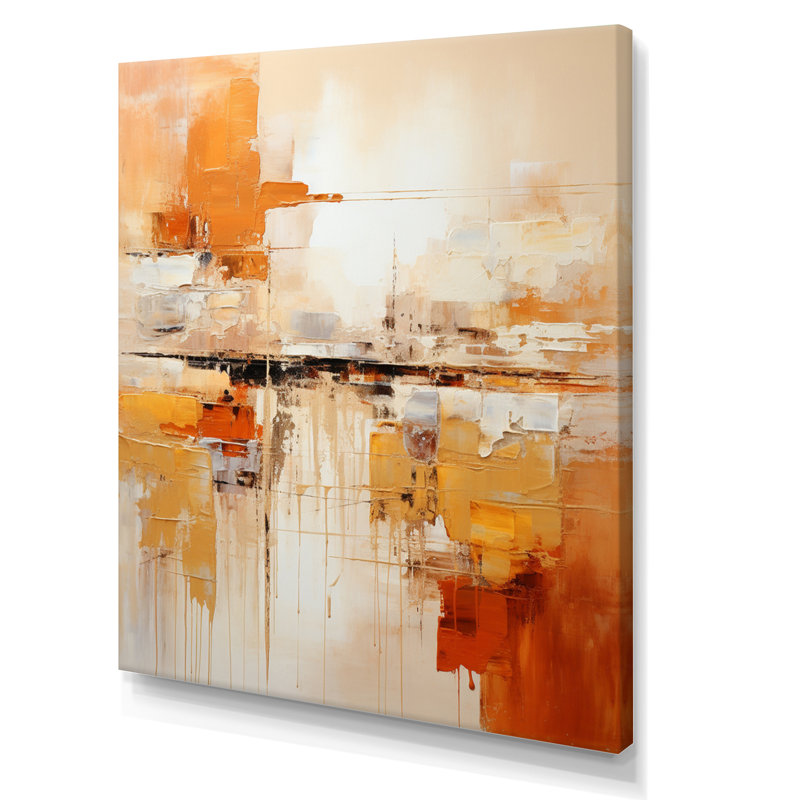 Glam Orange Beige Collage II - Fashion Framed Wall Art, Wrapped Canvas, 40" H x 30" W
