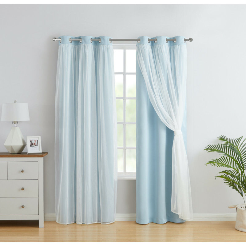 Dammion Blackout Curtain Pair, 52" W x 63" L, Aqua