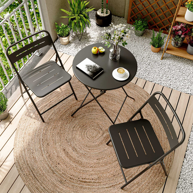 Ensemble bistro 3 pièces pour patio avec table résistante aux intempéries, Noir