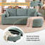 Canapé d'angle en chenille de 239 cm avec pouf de rangement incurvé, ports USB, porte-gobelets et 2 coussins décoratifs-2071213733