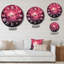Horloge murale majestueuse, coucher de soleil rose sur forêt mystérieuse-763929605