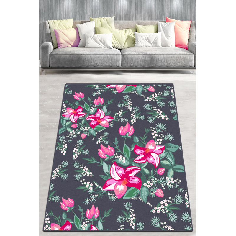 Sharpe Begonvil Grey/Pink Rug, Rectangle 100 x 160cm