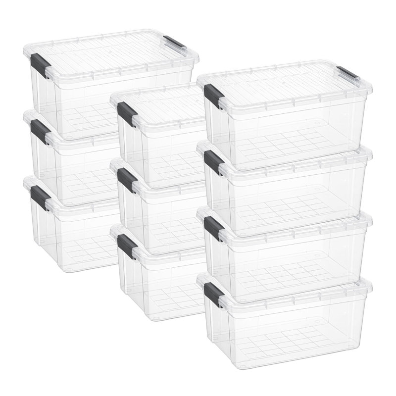  Clear Storage Boxes with Lids, 22.5 Quart BPA Free Plastic Containers, Bins for Organizing, Stackable Crates, Organizer Totes for Home, Office, School, and Dorm,10 Pack