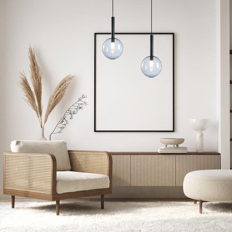 Niko 1 - Light Sphere Pendant, 148cm H x 20cm W x 20cm D, Black