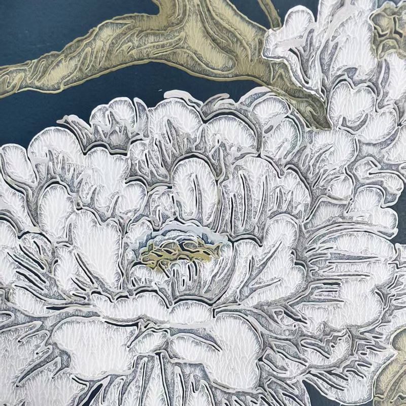 Papier peint floral fantaisiste , Bleu, L 393,7 po x l 20,87 po