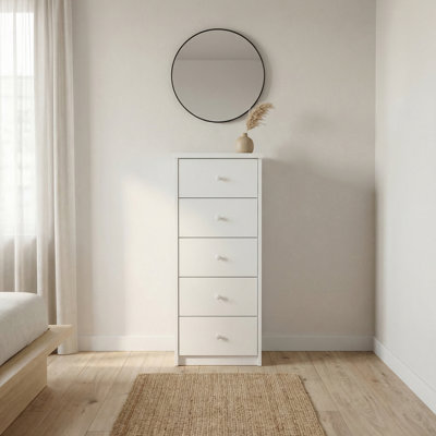 Ingrassia 5-Drawer Narrow Chest of Drawers, Tall Bedroom Furniture Storage