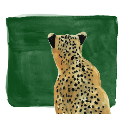Cheetah On Emerald Background  Wrapped Canvas Painting