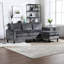 3 salons modulaires avec rangement, tissu chenille, gris, porte-gobelets et poches latérales, supports en forme de L, 3 chenilles, gris pour chambre, poches,-395880125