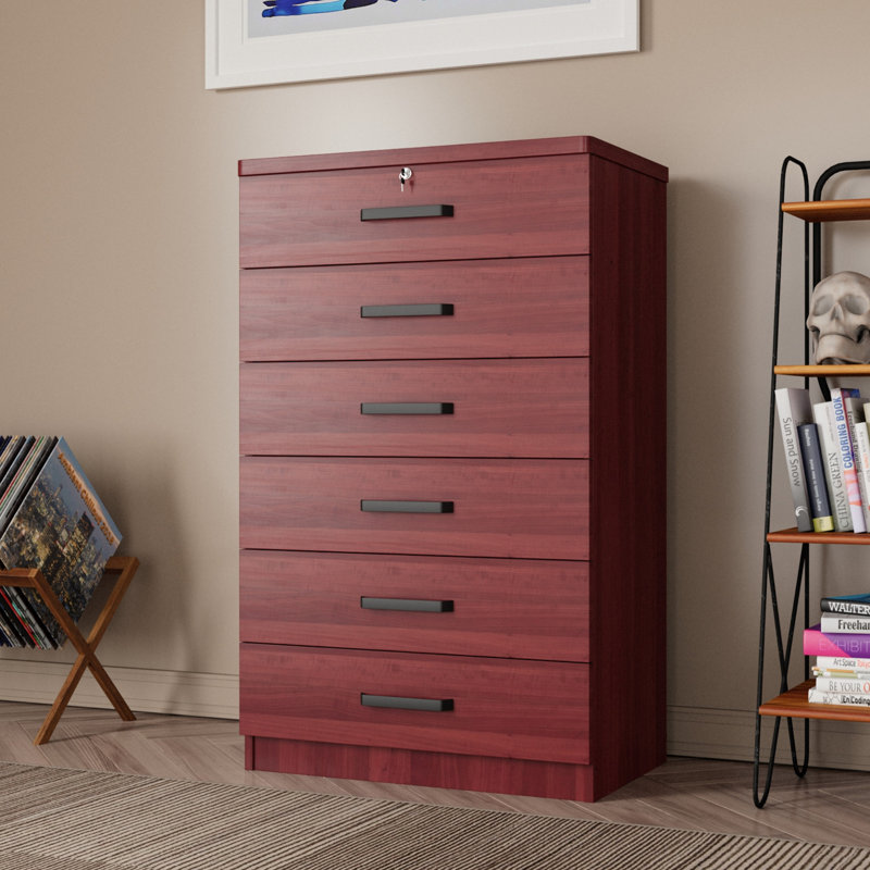 Commode 6 tiroirs Khylon, Acajou