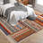 8x10 Washable Area Rug Tribal Geometric Indoor Mat Distressed Vintage Floor Cover, Non Slip Low Pile Soft Rug for Living Room Dining Room,  Foldable Red Patchwork Office Carpet-49321973