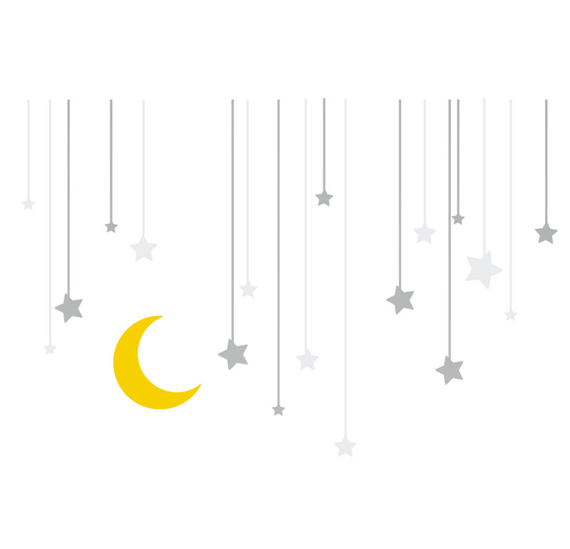 Décalcomanie murale étoiles suspendues, H 40 po x l 60 po x P 0,01 po, Argenté / blanc / jaune