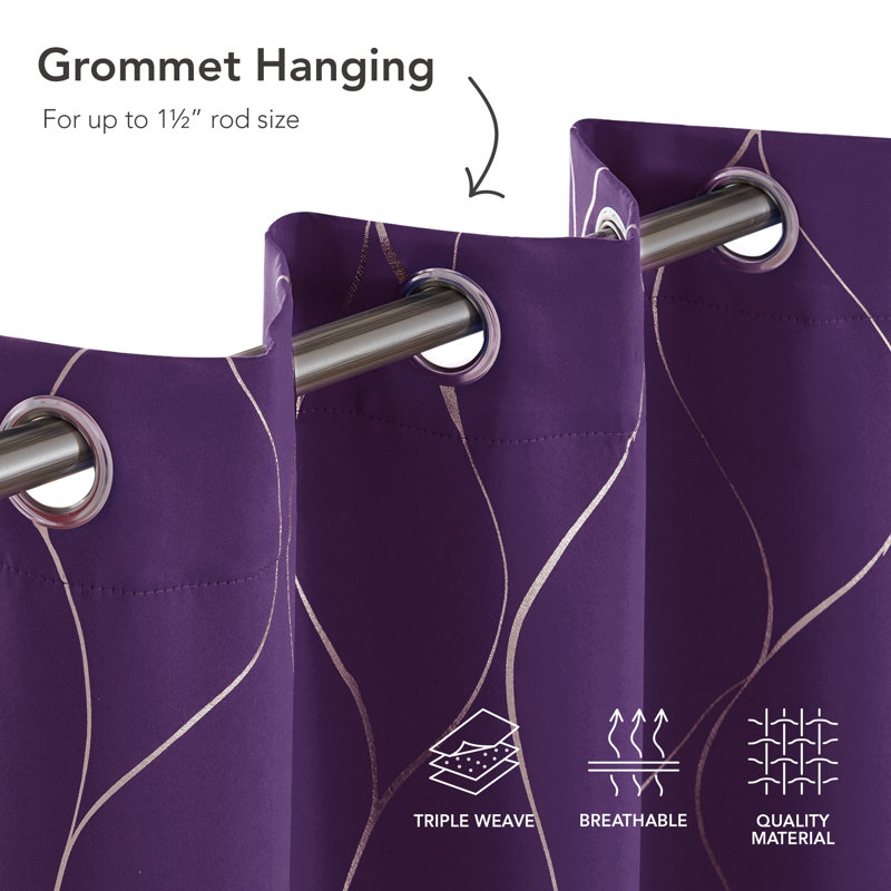 Valmar Blackout Curtain Pair, Purple Grape, Width 117 x Drop 229cm