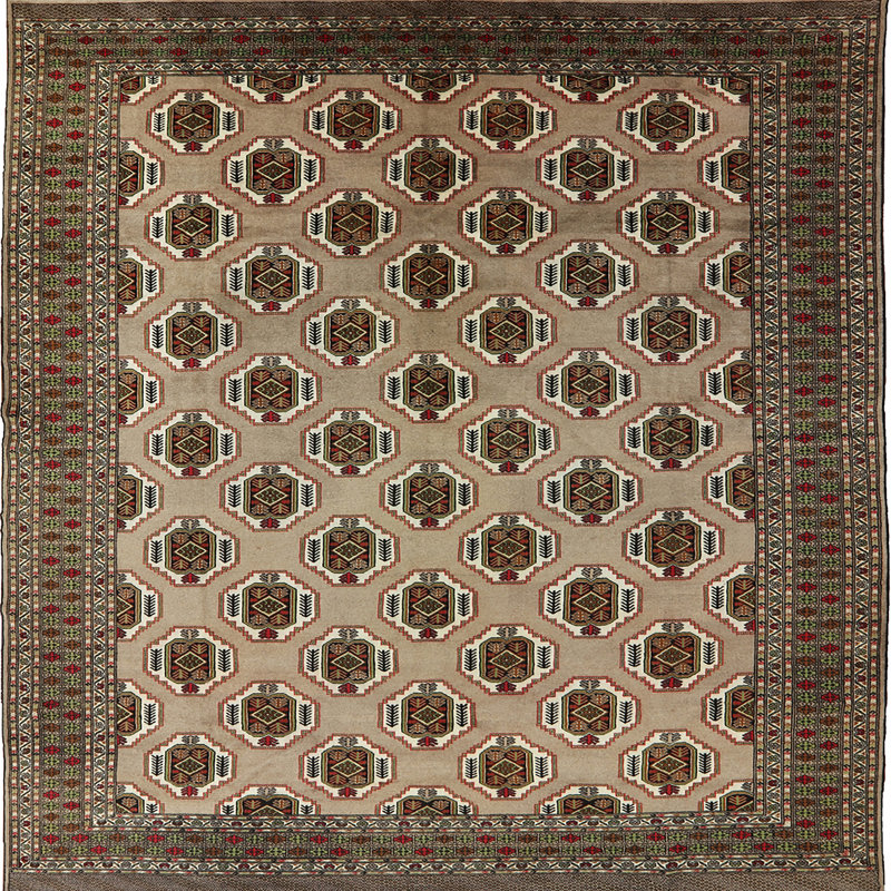Tapis oriental brun clair / crème Harrellsville, Carré 8 pi